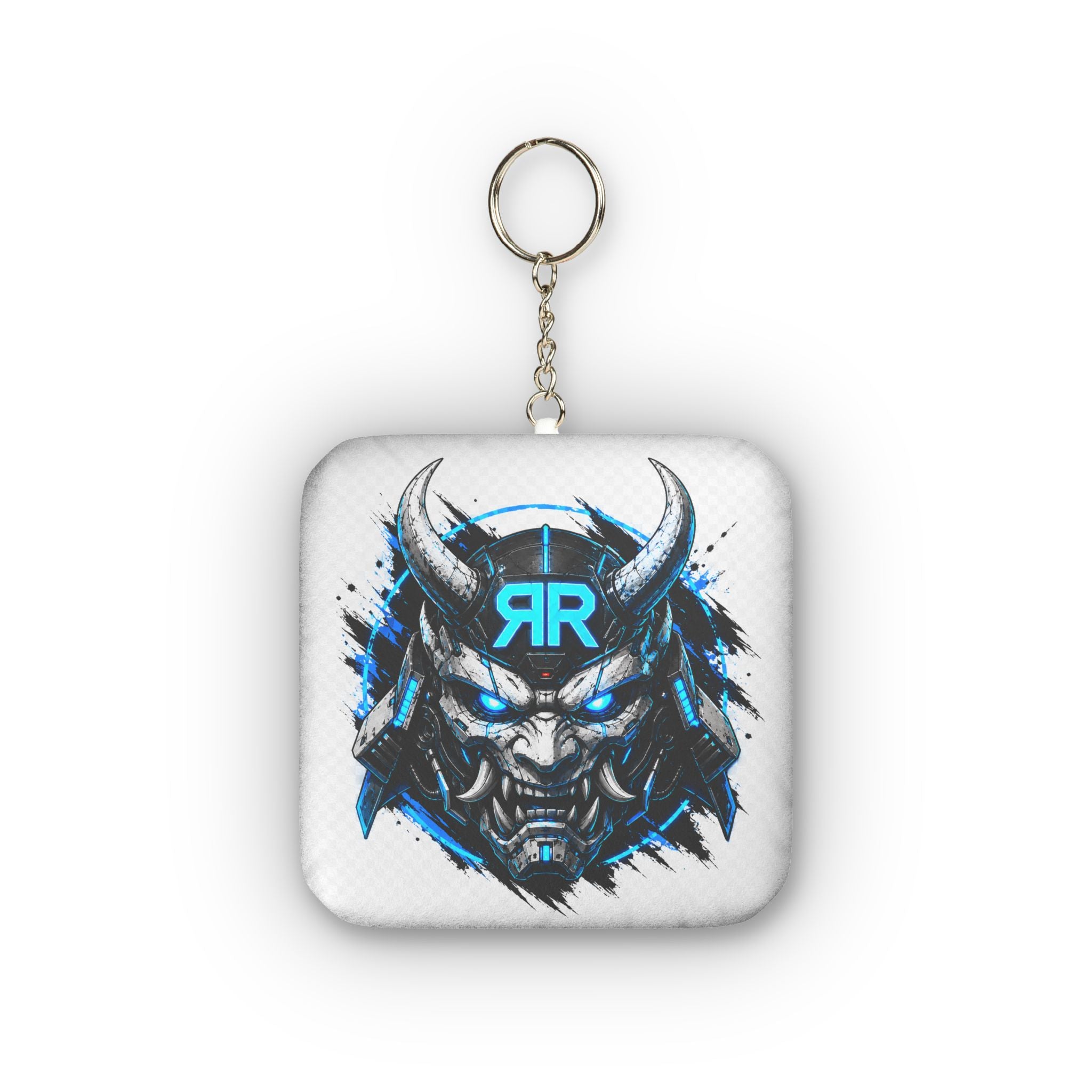 Samurai Demon Mini Plush Keychain — Custom Gaming Logo Accent