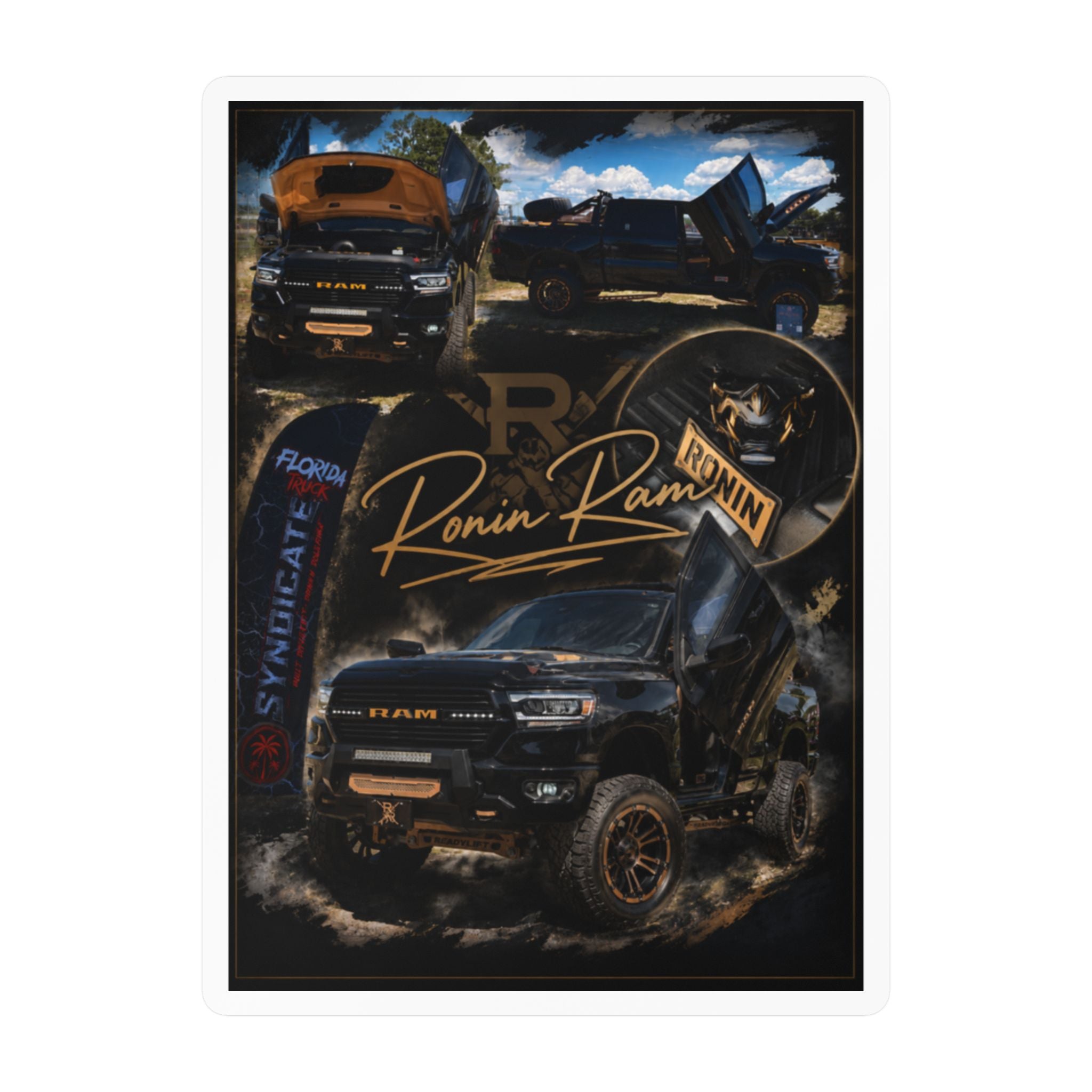 Ram Truck Collage Kiss-Cut Vinyl Decal — Ronin Ram Graphic